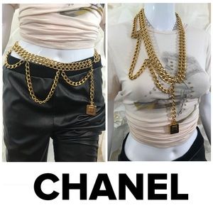 Vintage CHANEL Chain belt/necklace w/ COCO Charm
